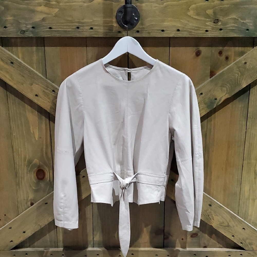 Nanushka Cream Tie-Front Blouse Stealth Wealth Neutral Drama Minimalist Luxury